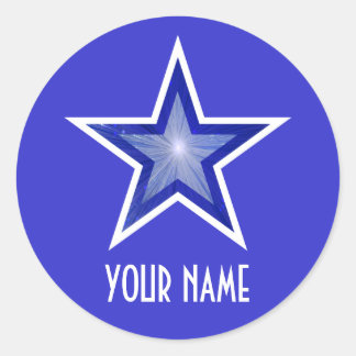 Dark Blue Star 'Name' round sticker blue