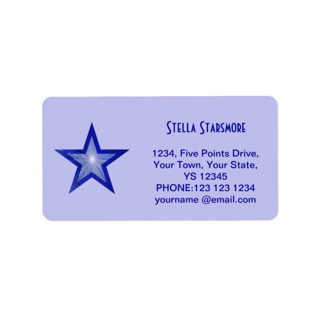 Dark Blue Star 'Name' text label pale blue (Front)