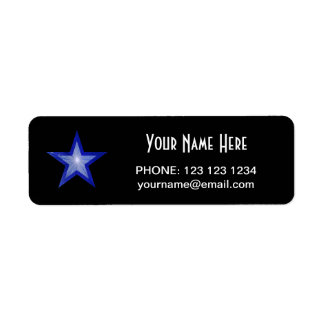 Dark Blue Star 'Name' text label small black