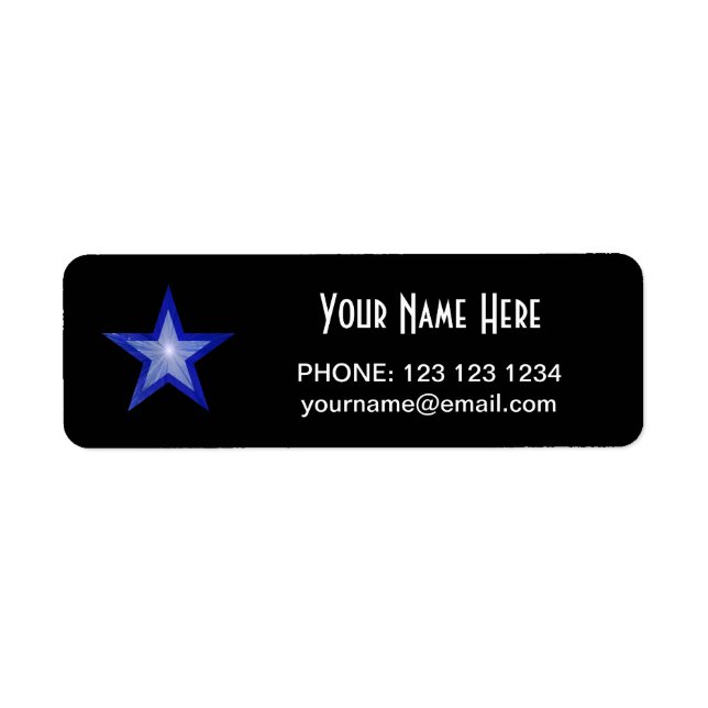 Dark Blue Star 'Name' text label small black (Front)