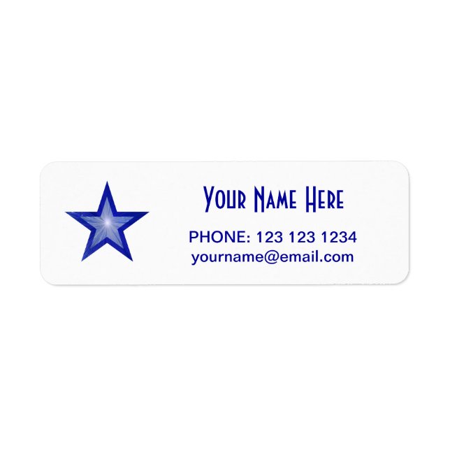 Dark Blue Star 'Name' text label small white (Front)