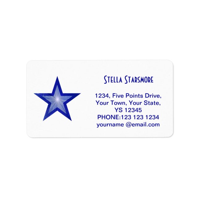 Dark Blue Star 'Name' text label white (Front)
