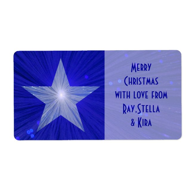 Dark Blue Star 'Names' gift tag label large (Front)