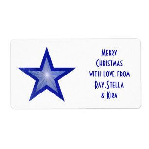 Dark Blue Star 'Names' gift tag label large white