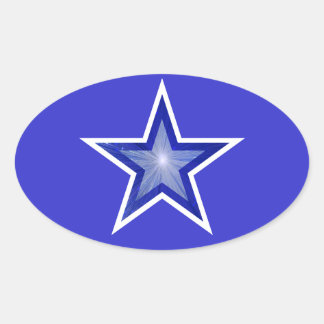 Dark Blue Star oval sticker blue