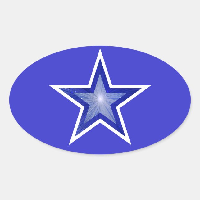 Dark Blue Star oval  sticker blue (Front)
