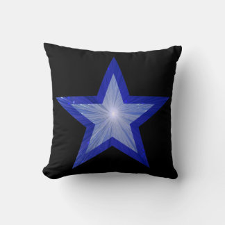 Dark Blue Star printed throw pillow square black