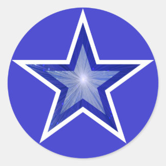 Dark Blue Star round sticker blue