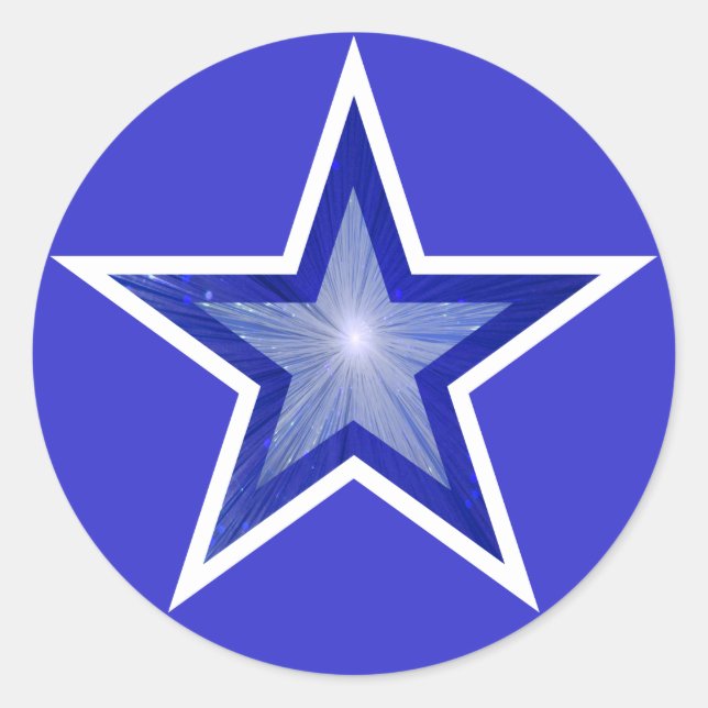 Dark Blue Star round sticker blue (Front)