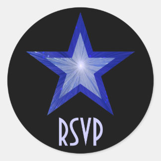 Dark Blue Star RSVP round sticker black