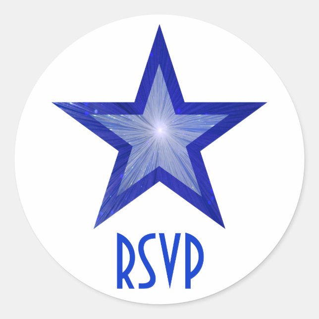 Dark Blue Star RSVP round sticker white (Front)