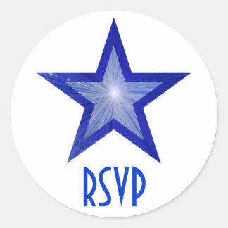 Dark Blue Star RSVP round sticker white