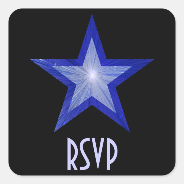 Dark Blue Star RSVP square sticker black (Front)