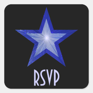 Dark Blue Star RSVP square sticker black