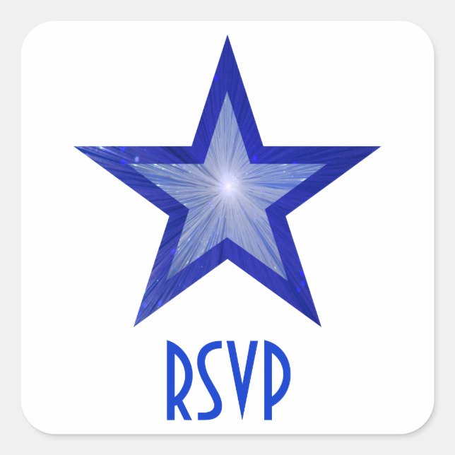 Dark Blue Star RSVP square sticker white (Front)