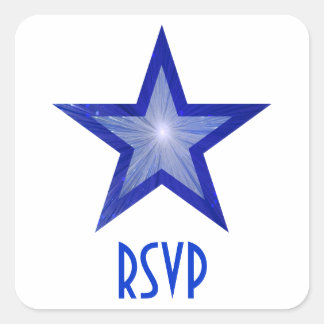 Dark Blue Star RSVP square sticker white