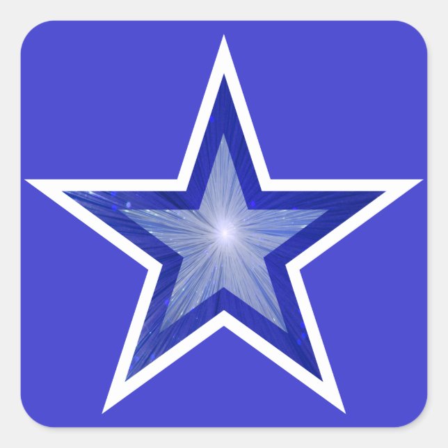 Dark Blue Star square sticker blue (Front)