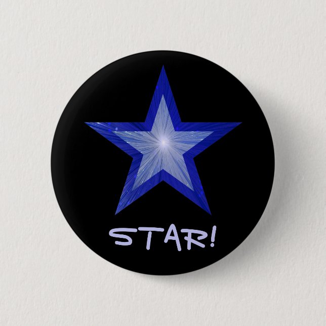 Dark Blue Star 'STAR!' button black (Front)