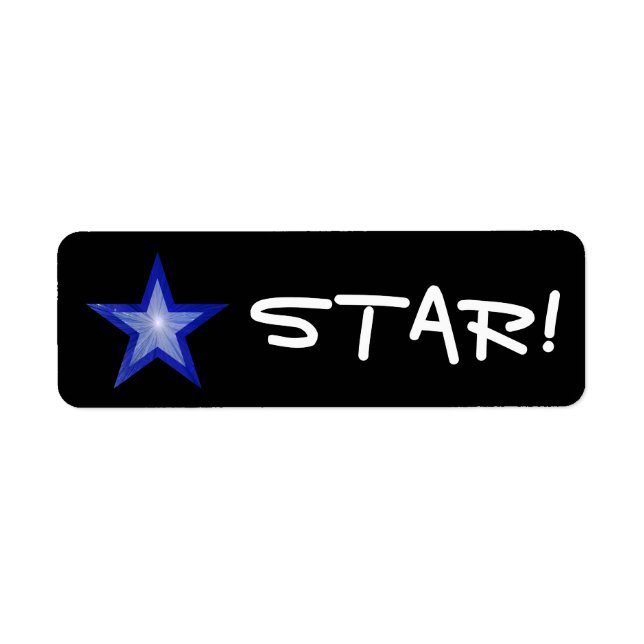 Dark Blue Star "STAR!" label small black (Front)