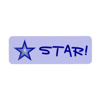 Dark Blue Star "STAR!" label small pale blue