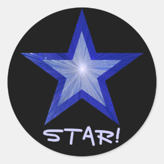 Dark Blue Star 'STAR!' round sticker black