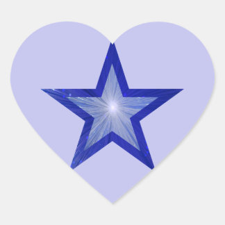 Dark Blue Star sticker heart pale blue