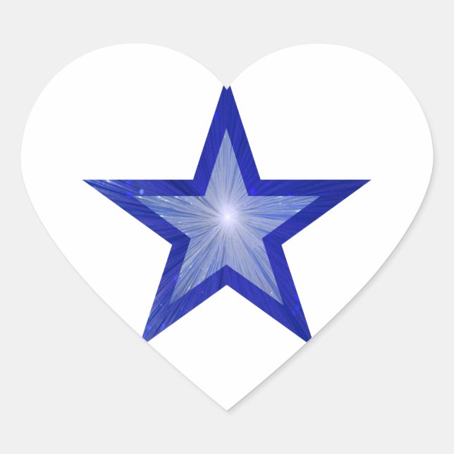 Dark Blue Star sticker heart white (Front)