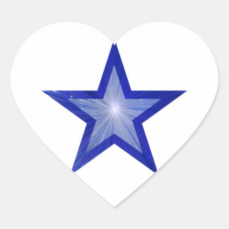 Dark Blue Star sticker heart white