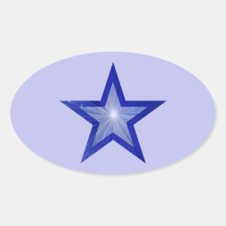 Dark Blue Star sticker oval pale blue