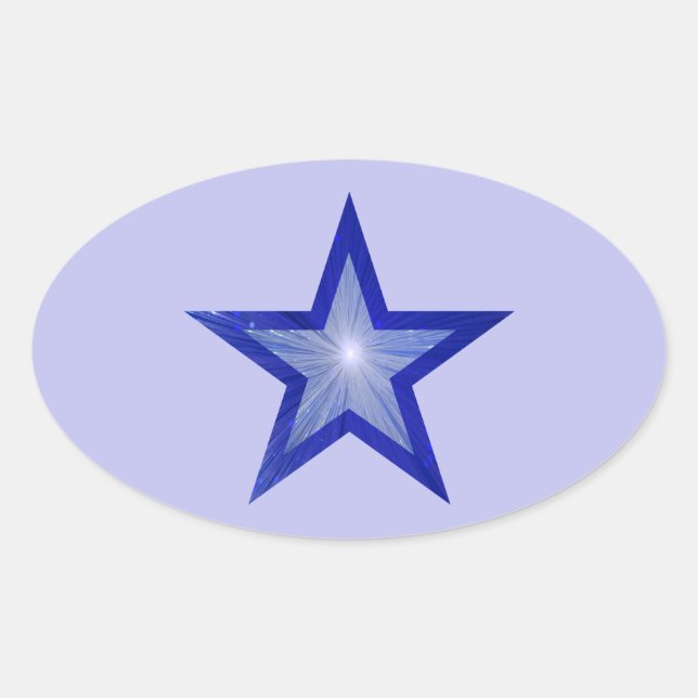 Dark Blue Star sticker oval pale blue (Front)