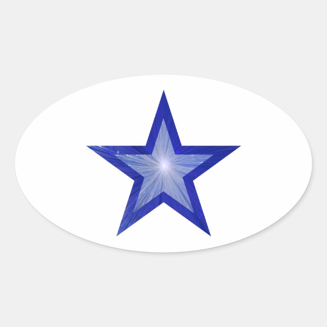 Dark Blue Star sticker oval white (Front)