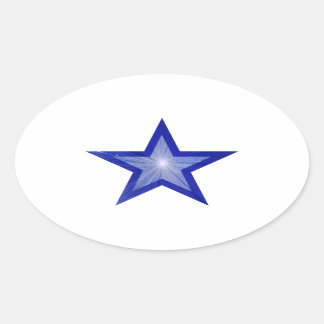 Dark Blue Star sticker oval white