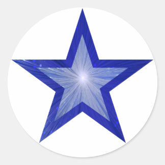 Dark Blue Star sticker round white