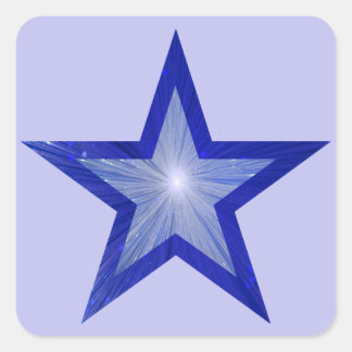 Dark Blue Star sticker square pale blue