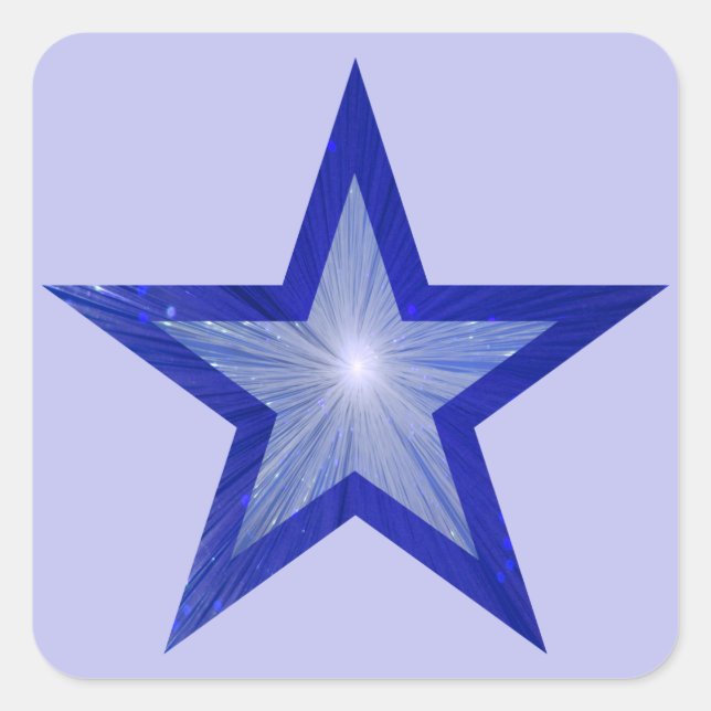 Dark Blue Star sticker square pale blue (Front)