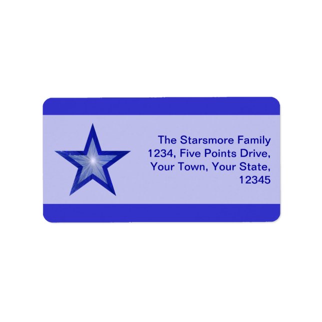 Dark Blue Star stripe address label medium blue (Front)
