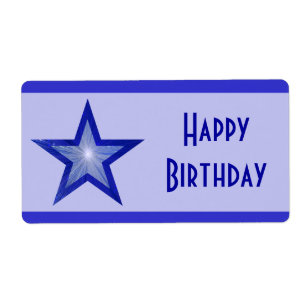 Dark Blue Star stripe 'Happy Birthday' large blue