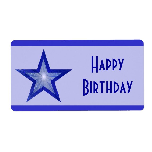 Dark Blue Star stripe 'Happy Birthday' large blue (Front)