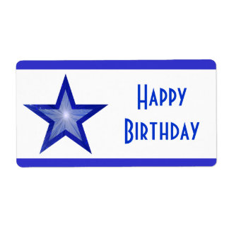 Dark Blue Star stripe 'Happy Birthday' large white