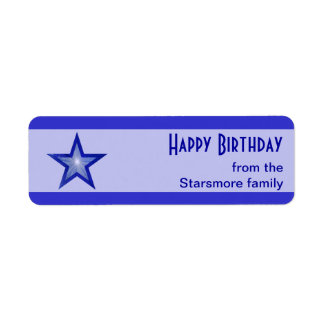 Dark Blue Star stripe Happy Birthday text blue