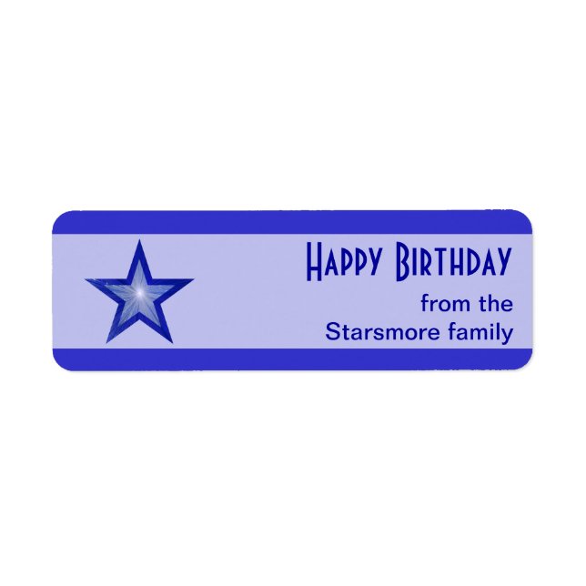 Dark Blue Star stripe Happy Birthday text blue (Front)