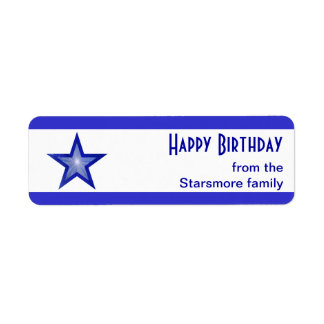 Dark Blue Star stripe 'Happy Birthday' text white