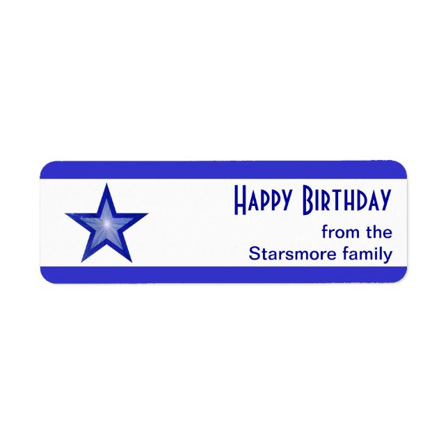 Dark Blue Star stripe 'Happy Birthday' text white (Front)