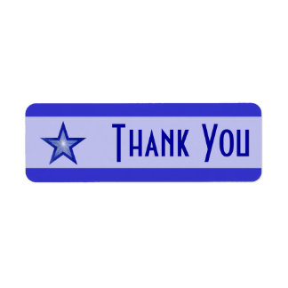 Dark Blue Star stripe 'Thank you' small pale blue
