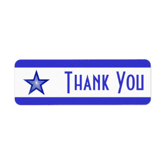 Dark Blue Star stripe 'Thank you' small white