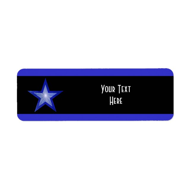 Dark Blue Star stripe 'Your Text' white black (Front)
