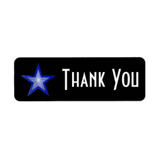 Dark Blue Star 'Thank you' label small black