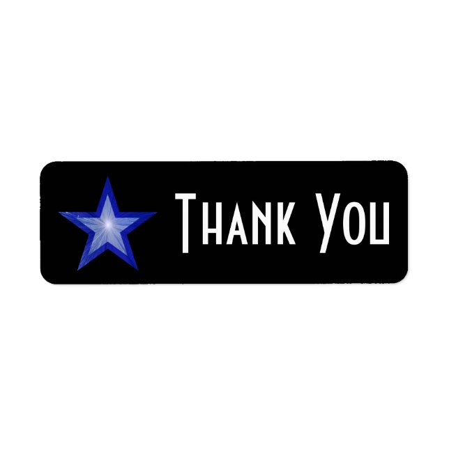 Dark Blue Star 'Thank you' label small black (Front)
