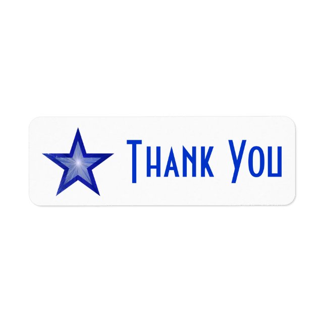 Dark Blue Star 'Thank you' label small white (Front)
