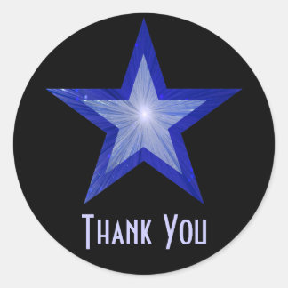 Dark Blue Star "Thank You" round sticker black